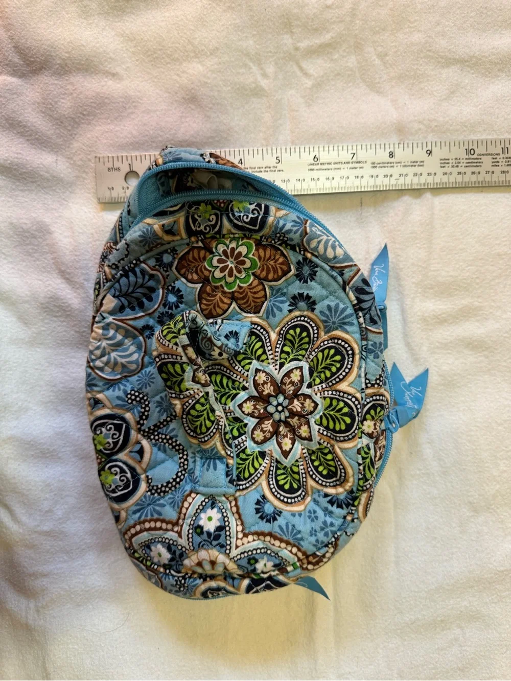 Vera Bradley Vintage Blue Floral Double Zip Cosmetic Travel Organizer Bag